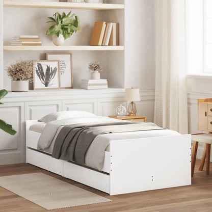 Bed Frame with Drawers without Mattress White 100x200 cm