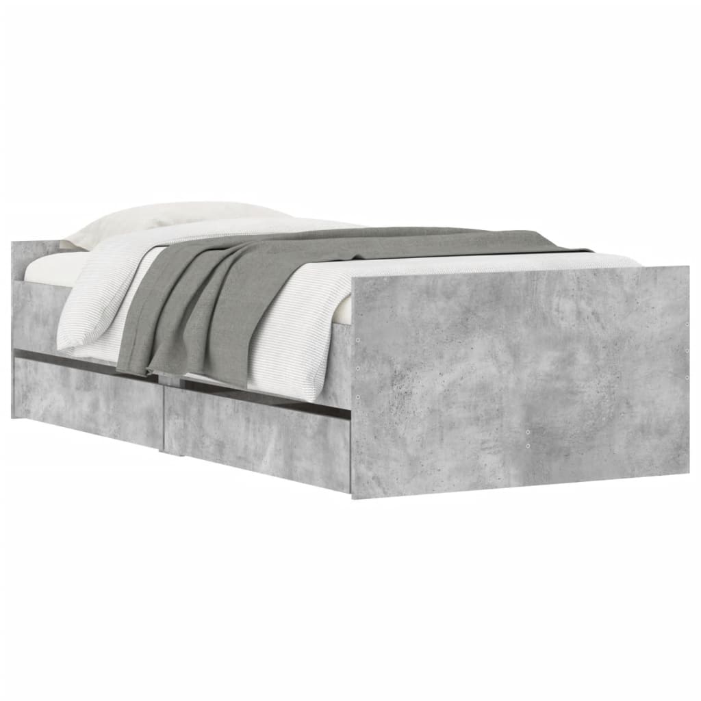 Bed Frame | Concrete Grey | Engineered Wood | Single | Bed Frame