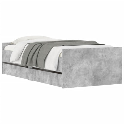 Bed Frame | Concrete Grey | Engineered Wood | Single | Bed Frame