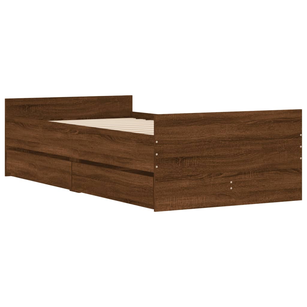 Bed Frame | Brown oak | Engineered wood | Single | Bed Frame