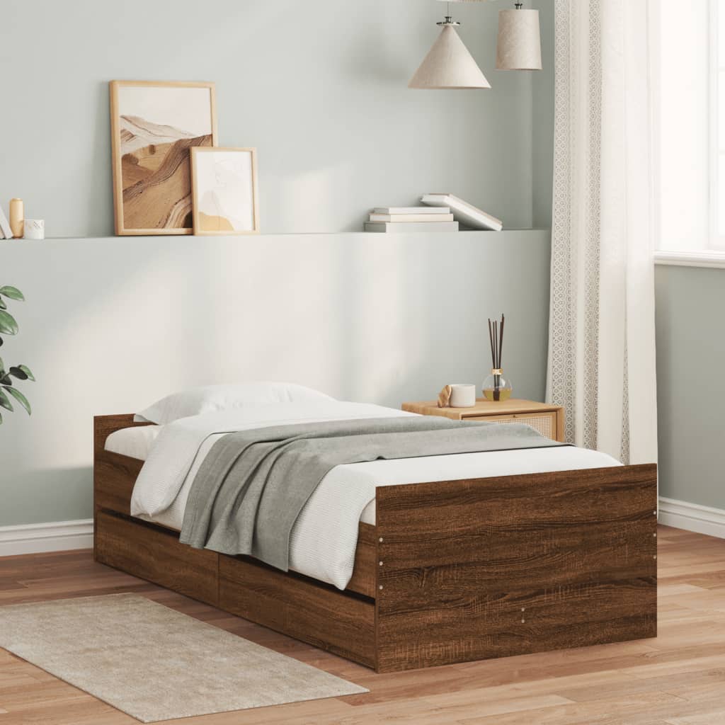 Bed Frame | Brown oak | Engineered wood | Single | Bed Frame