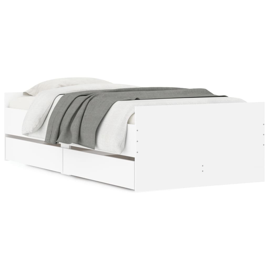 Bed Frame with Drawers without Mattress White 90x200 cm