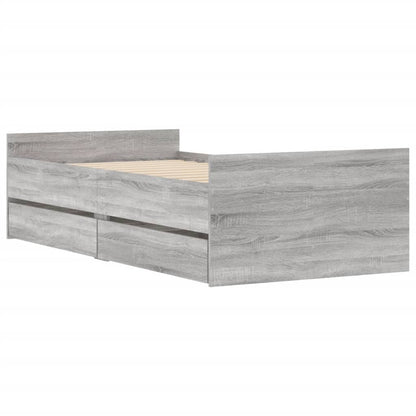 Bed Frame with Drawers without Mattress Grey Sonoma 90x200 cm