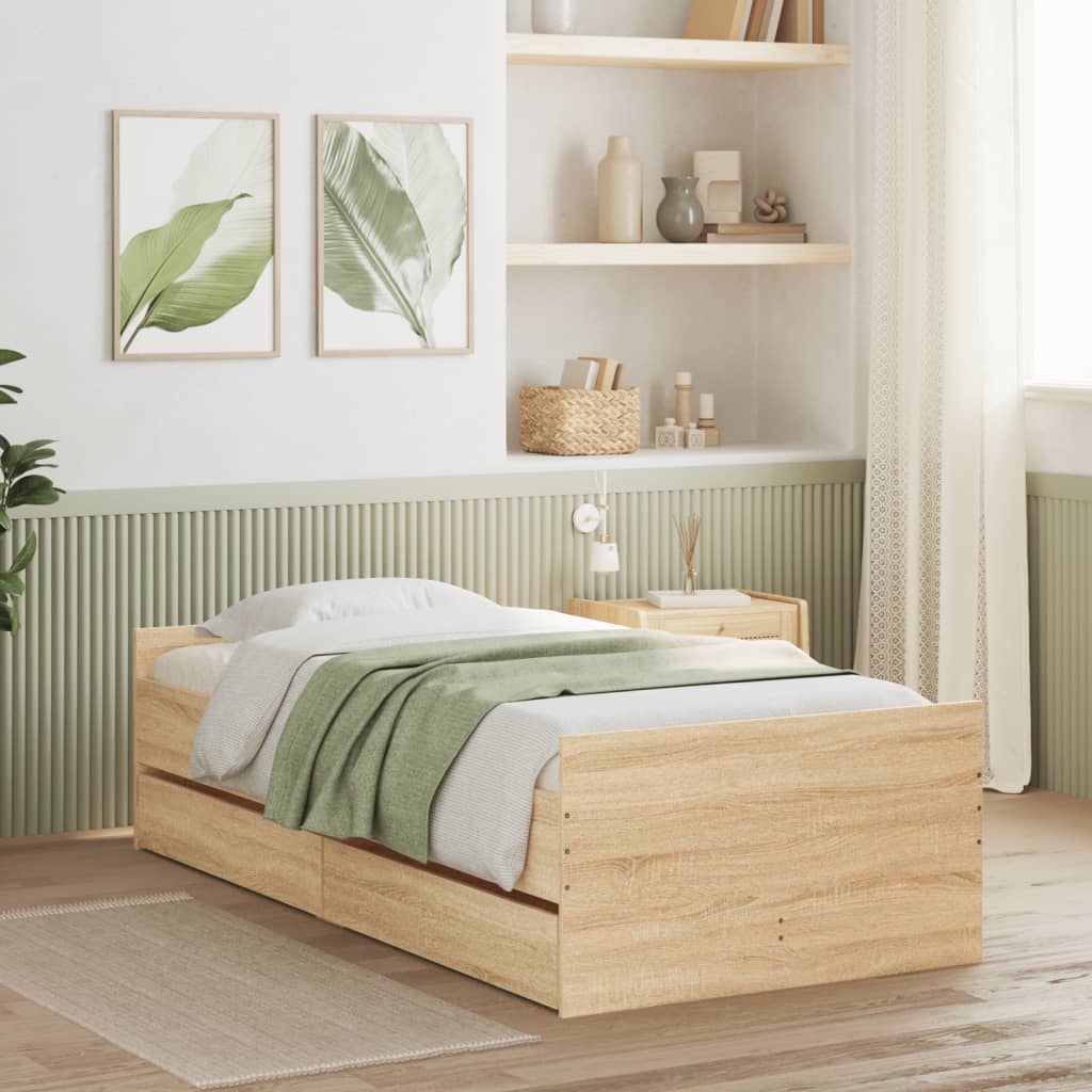 Bed Frame | Sonoma oak | Engineered wood | Single | Bed Frame
