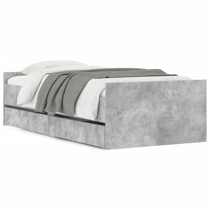 Bed Frame | Concrete grey | Engineered Wood | 90x190 cm Single