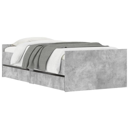 Bed Frame | Concrete grey | Engineered Wood | 90x190 cm Single