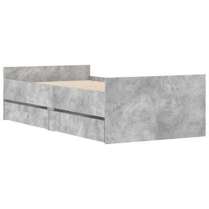 Bed Frame | Concrete grey | Engineered Wood | 90x190 cm Single