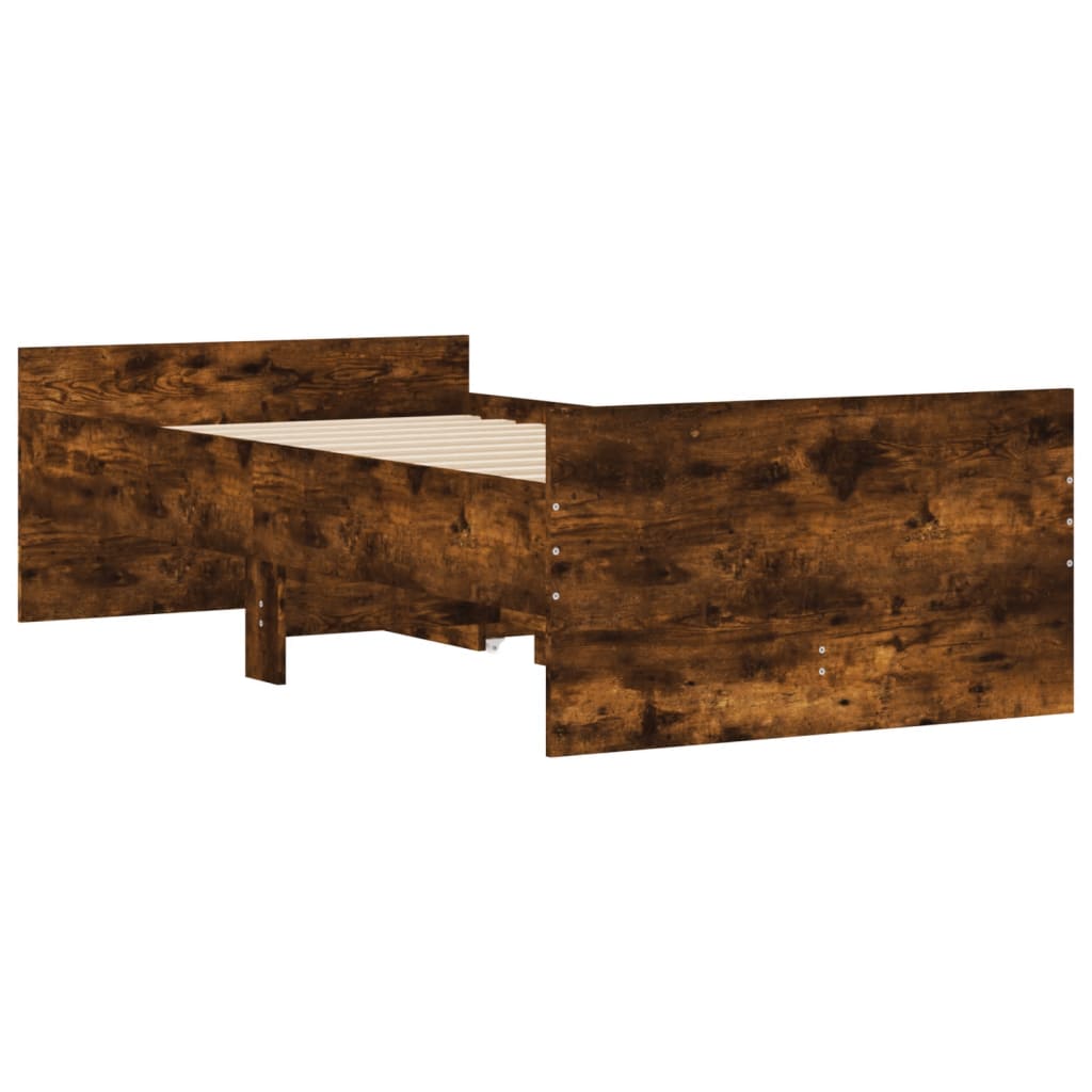 Bed Frame with Drawers without Mattress Smoked Oak 90x190 cm Single
