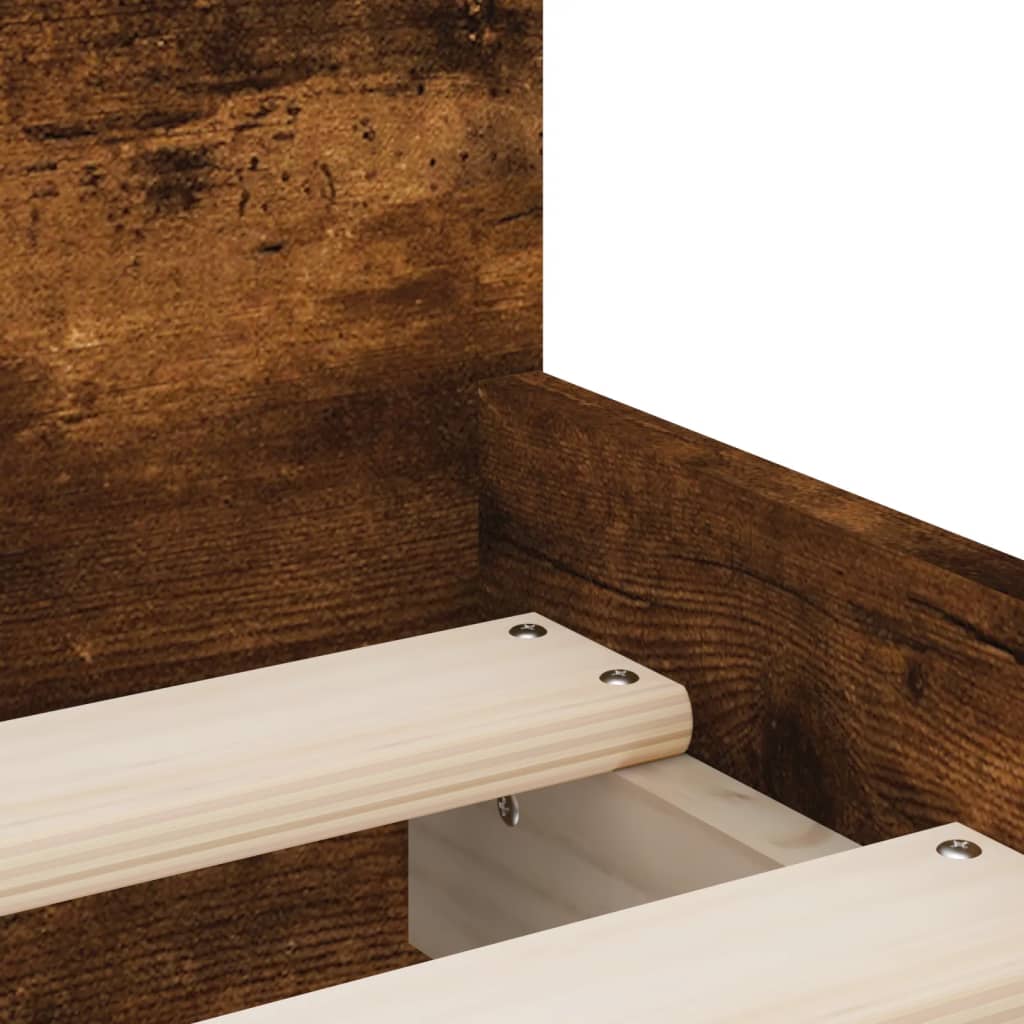 Bed Frame with Drawers without Mattress Smoked Oak 90x190 cm Single
