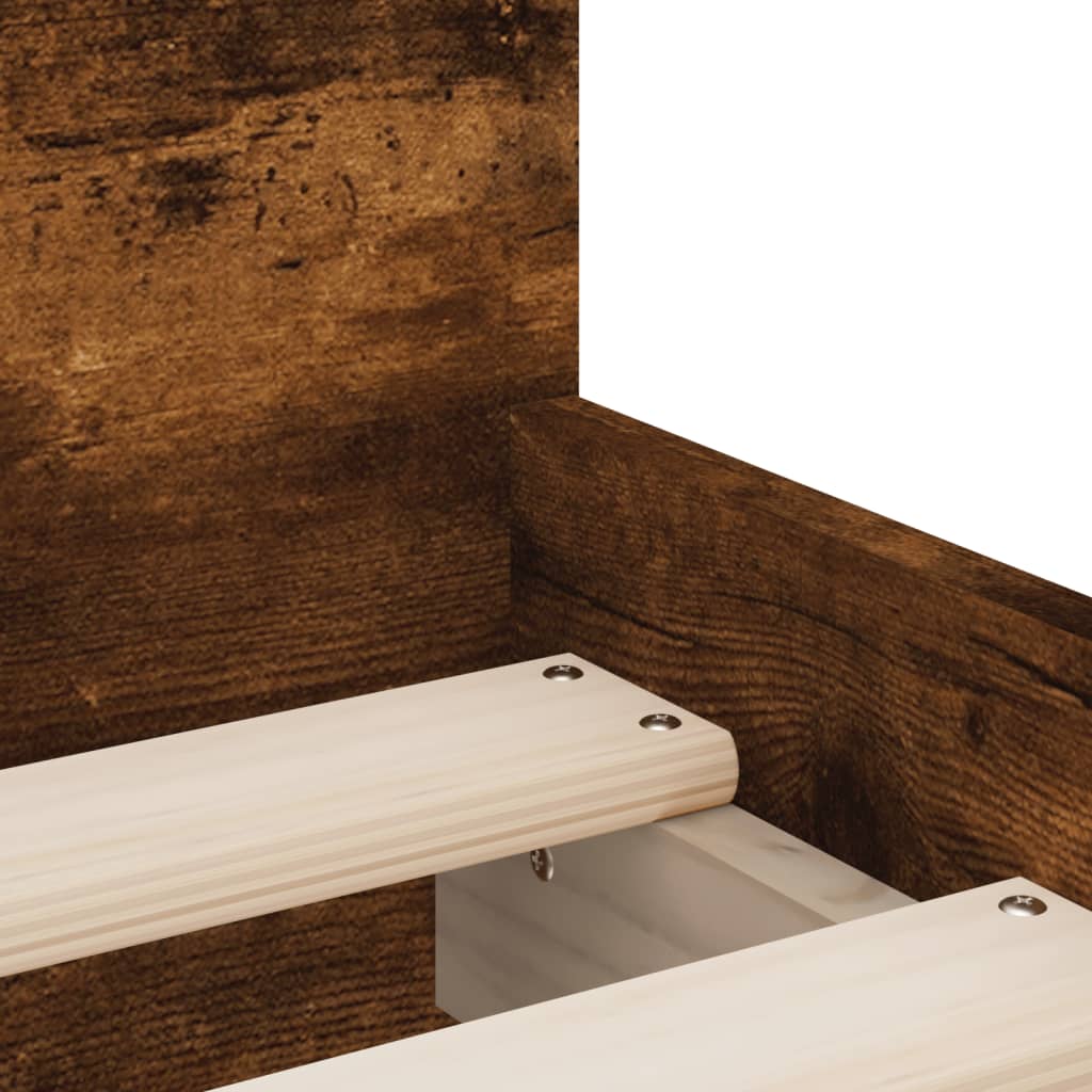 Bed Frame without Mattress Smoked Oak 75x190 cm Small Single Small Single