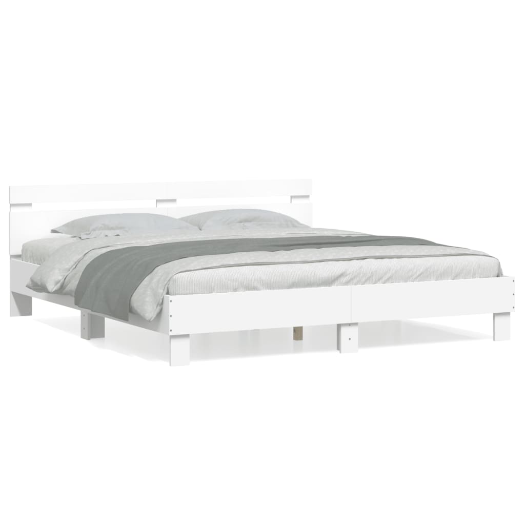 Bed Frame | White | Engineered wood, Plywood | 200x200 cm | Modern