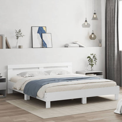 Bed Frame | White | Engineered wood, Plywood | 200x200 cm | Modern
