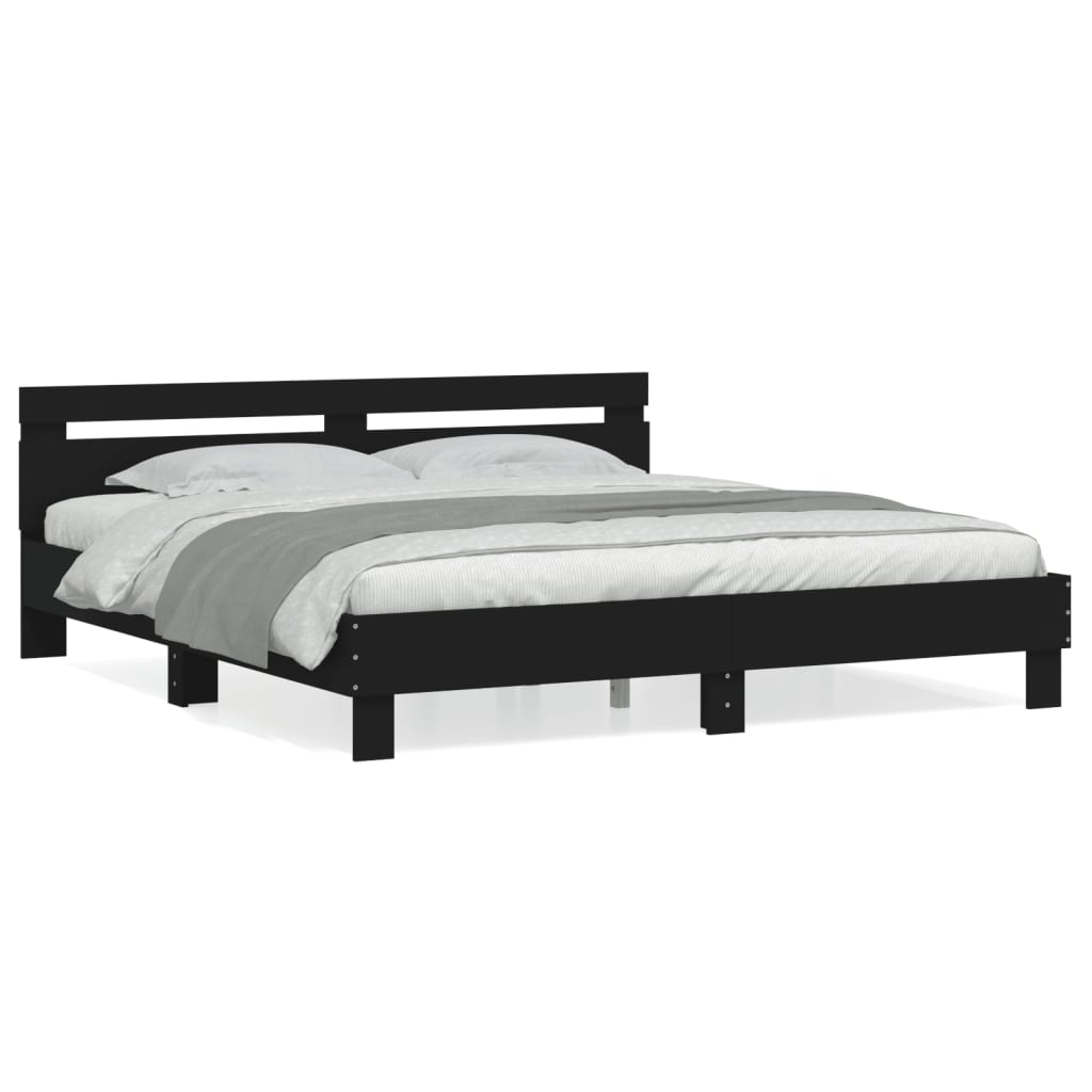 Bed Frame | Black | Engineered Wood, Plywood | 200 x 200 cm | Durable