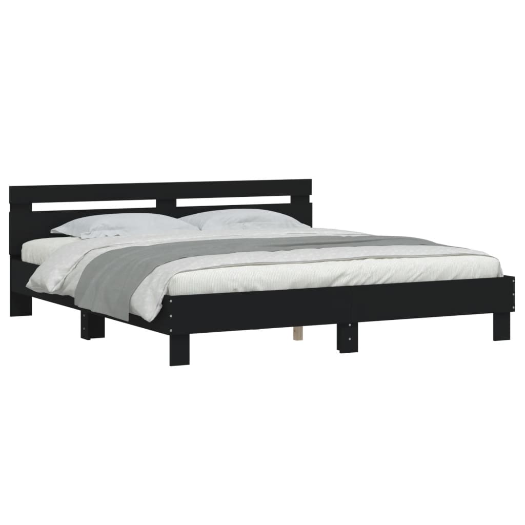 Bed Frame | Black | Engineered Wood, Plywood | 200 x 200 cm | Durable