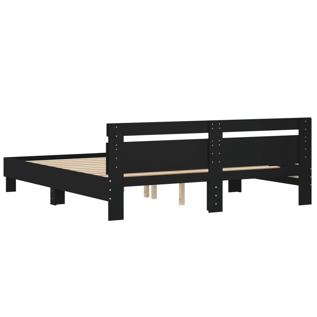 Bed Frame | Black | Engineered Wood, Plywood | 200 x 200 cm | Durable