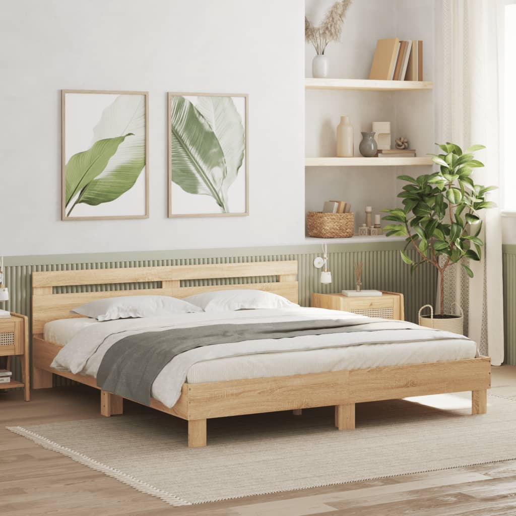 Bed Frame | Sonoma Oak | Engineered Wood | Double | Durable | Bed Frame
