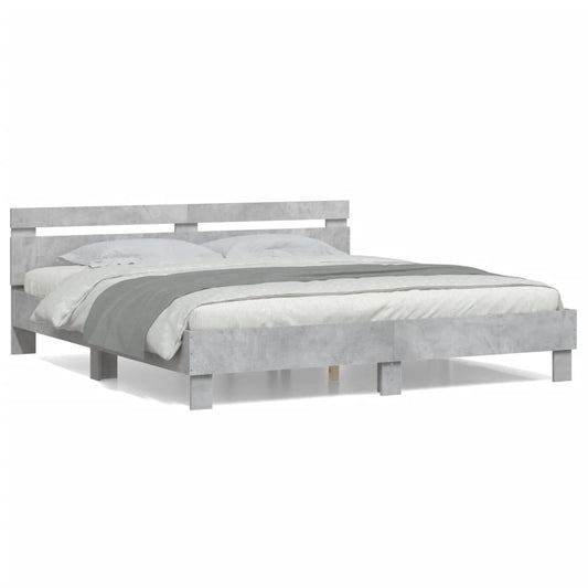 Bed Frame | Concrete Grey | Engineered Wood | Double | Modern | Bed Frame