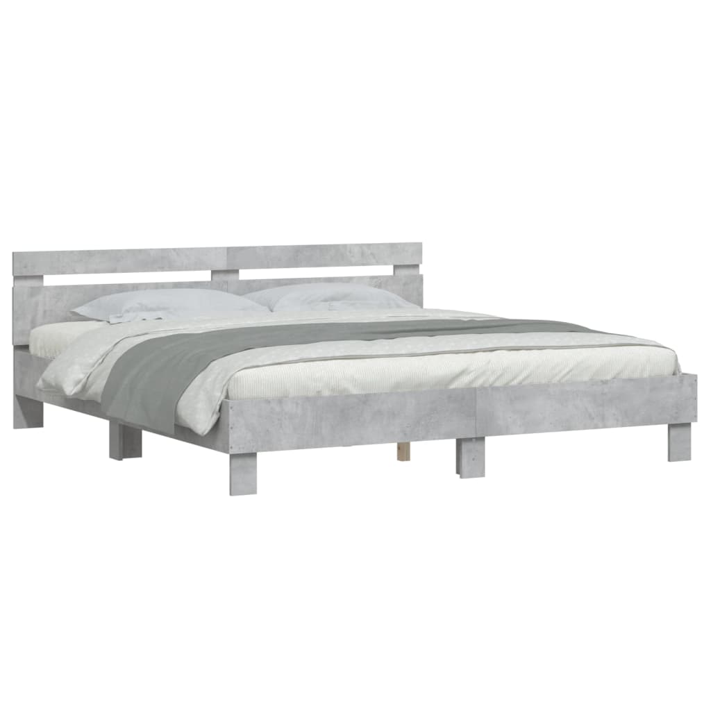 Bed Frame | Concrete Grey | Engineered Wood | Double | Modern | Bed Frame