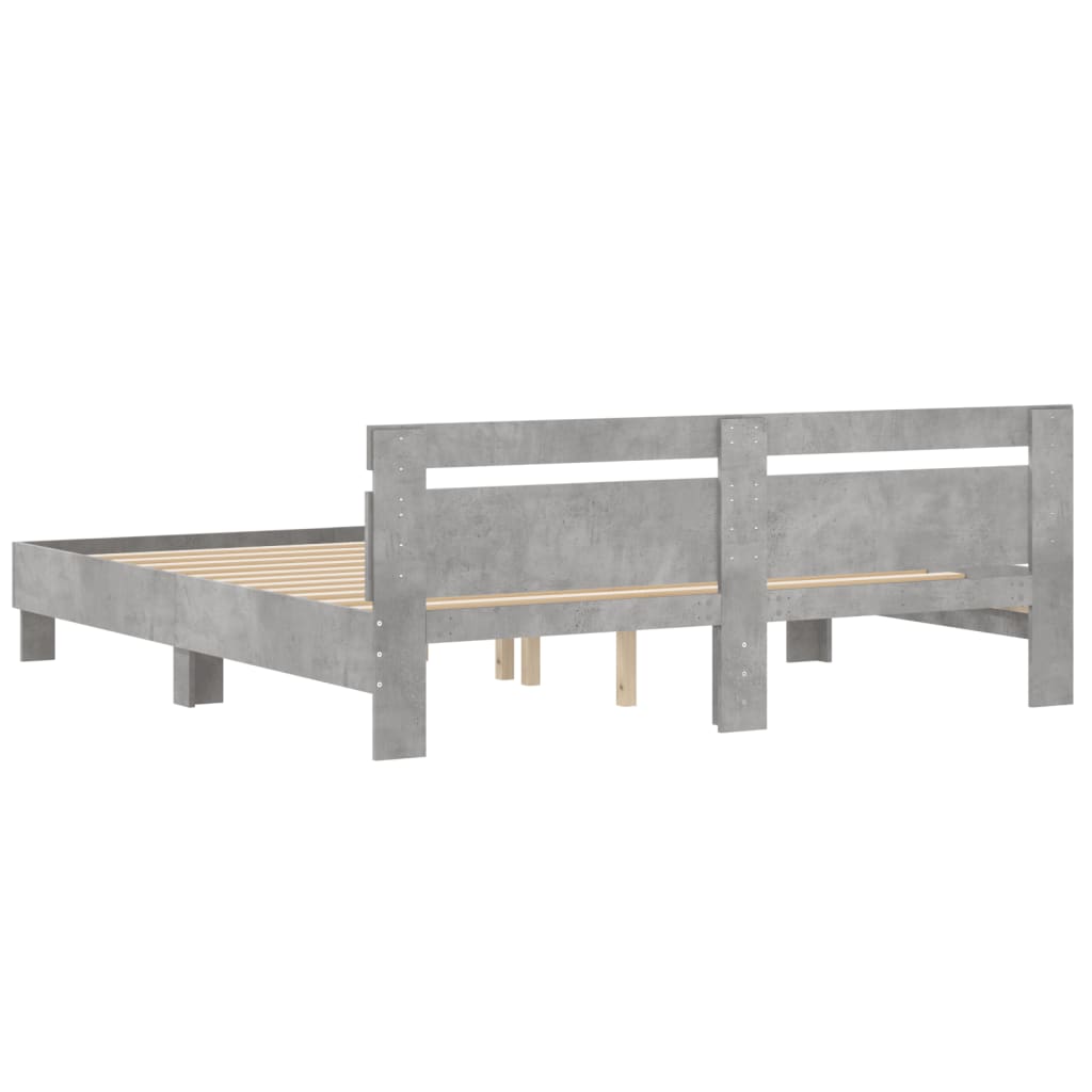 Bed Frame | Concrete Grey | Engineered Wood | Double | Modern | Bed Frame