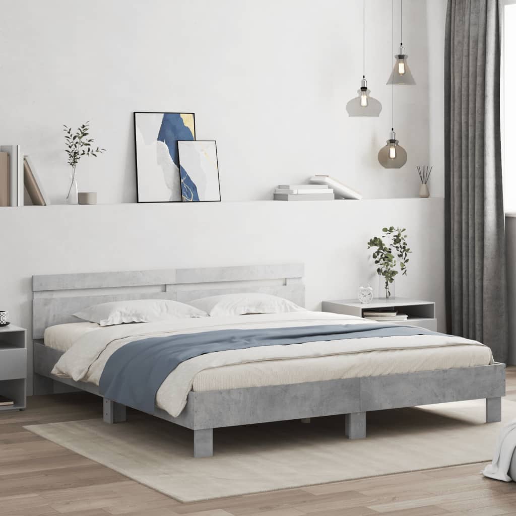 Bed Frame | Concrete Grey | Engineered Wood | Double | Modern | Bed Frame