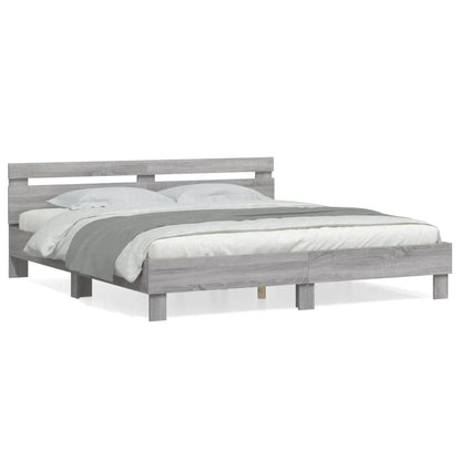 Bed Frame | Grey Sonoma | Engineered wood, Plywood | Double | Modern