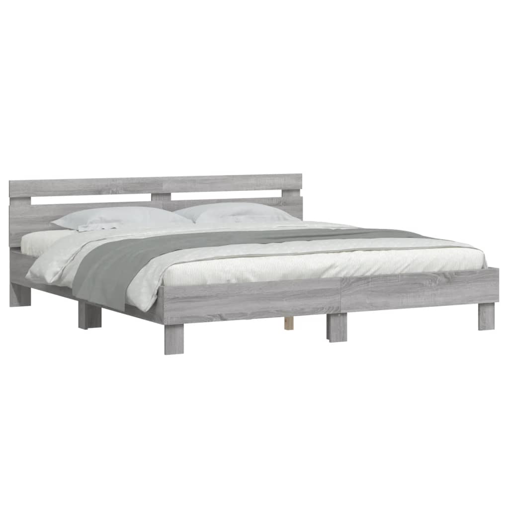 Bed Frame | Grey Sonoma | Engineered wood, Plywood | Double | Modern