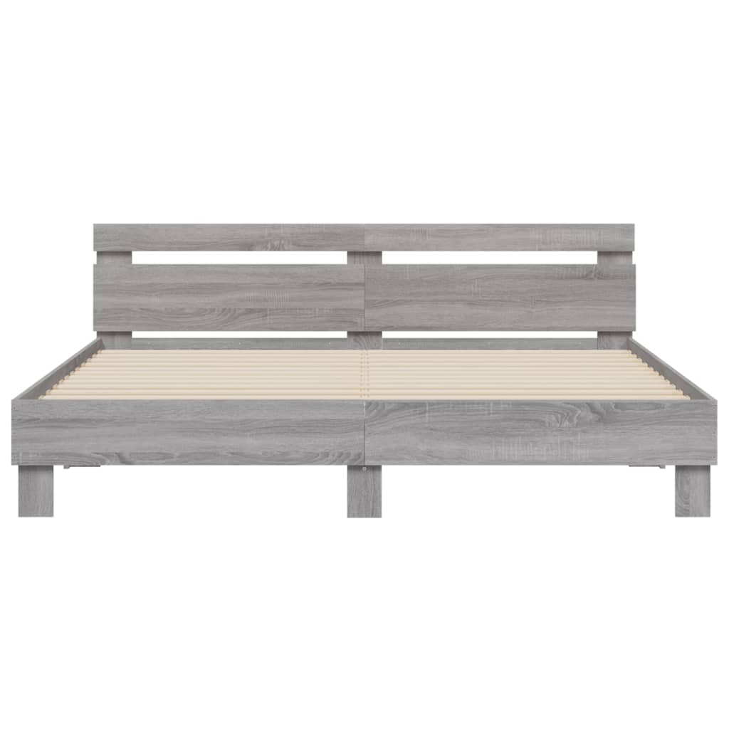 Bed Frame | Grey Sonoma | Engineered wood, Plywood | Double | Modern