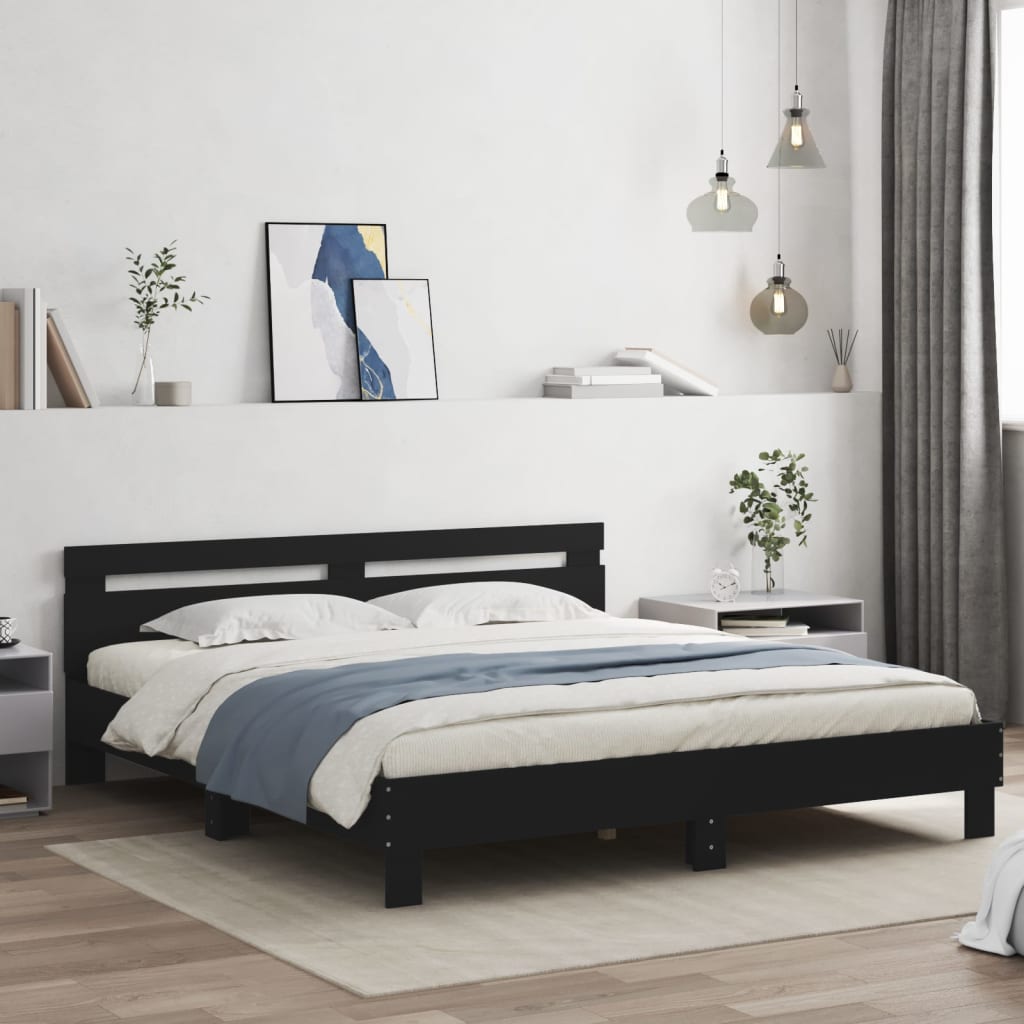 Bed Frame | Black | Engineered wood, Plywood | 183x203 cm King