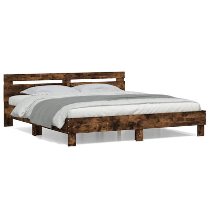 Bed Frame without Mattress Smoked Oak 180x200 cm