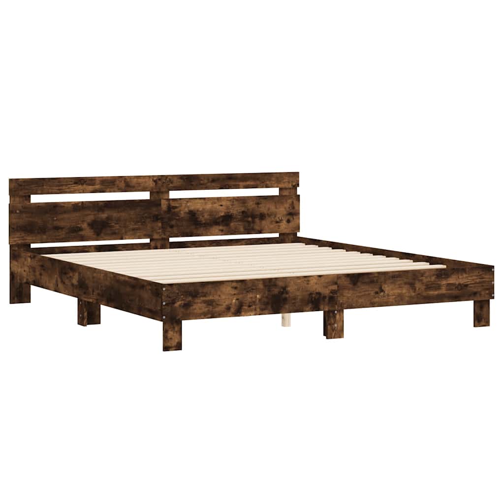 Bed Frame without Mattress Smoked Oak 180x200 cm