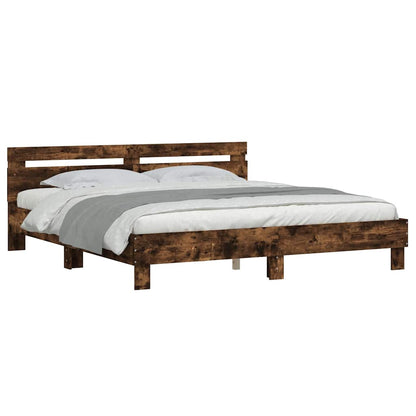 Bed Frame without Mattress Smoked Oak 180x200 cm