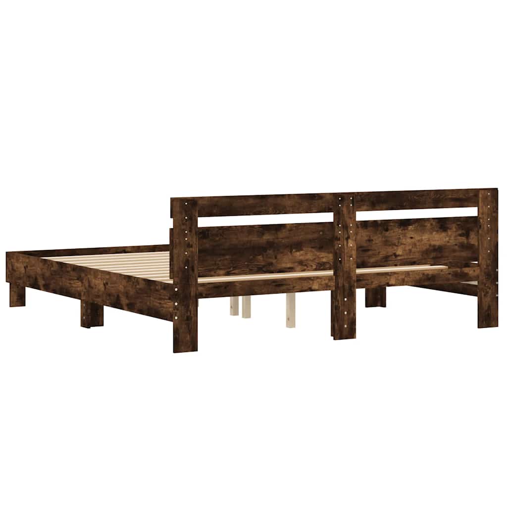 Bed Frame without Mattress Smoked Oak 180x200 cm