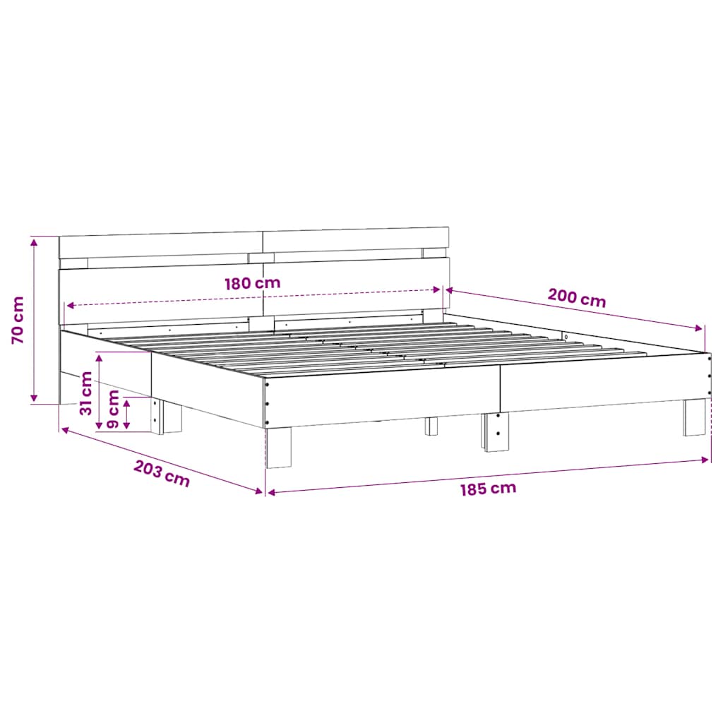 Bed Frame without Mattress Smoked Oak 180x200 cm