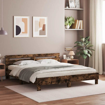 Bed Frame without Mattress Smoked Oak 180x200 cm