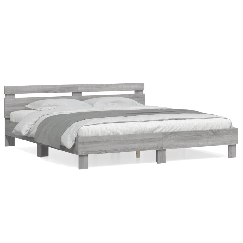 Bed Frame | Grey Sonoma | Engineered wood, Plywood slats | King
