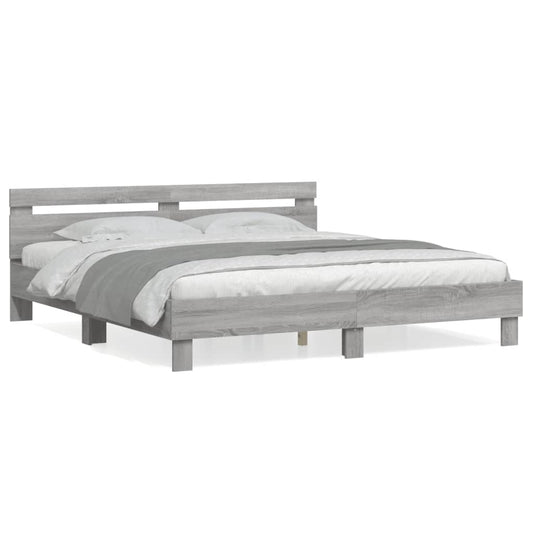 Bed Frame | Grey Sonoma | Engineered wood, Plywood slats | King