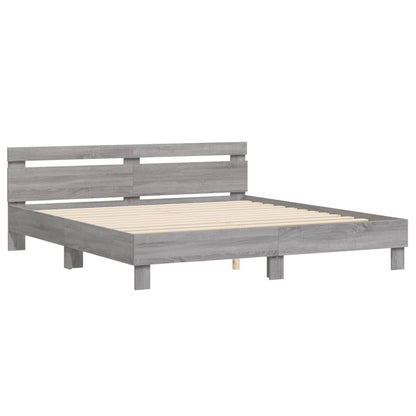 Bed Frame | Grey Sonoma | Engineered wood, Plywood slats | King