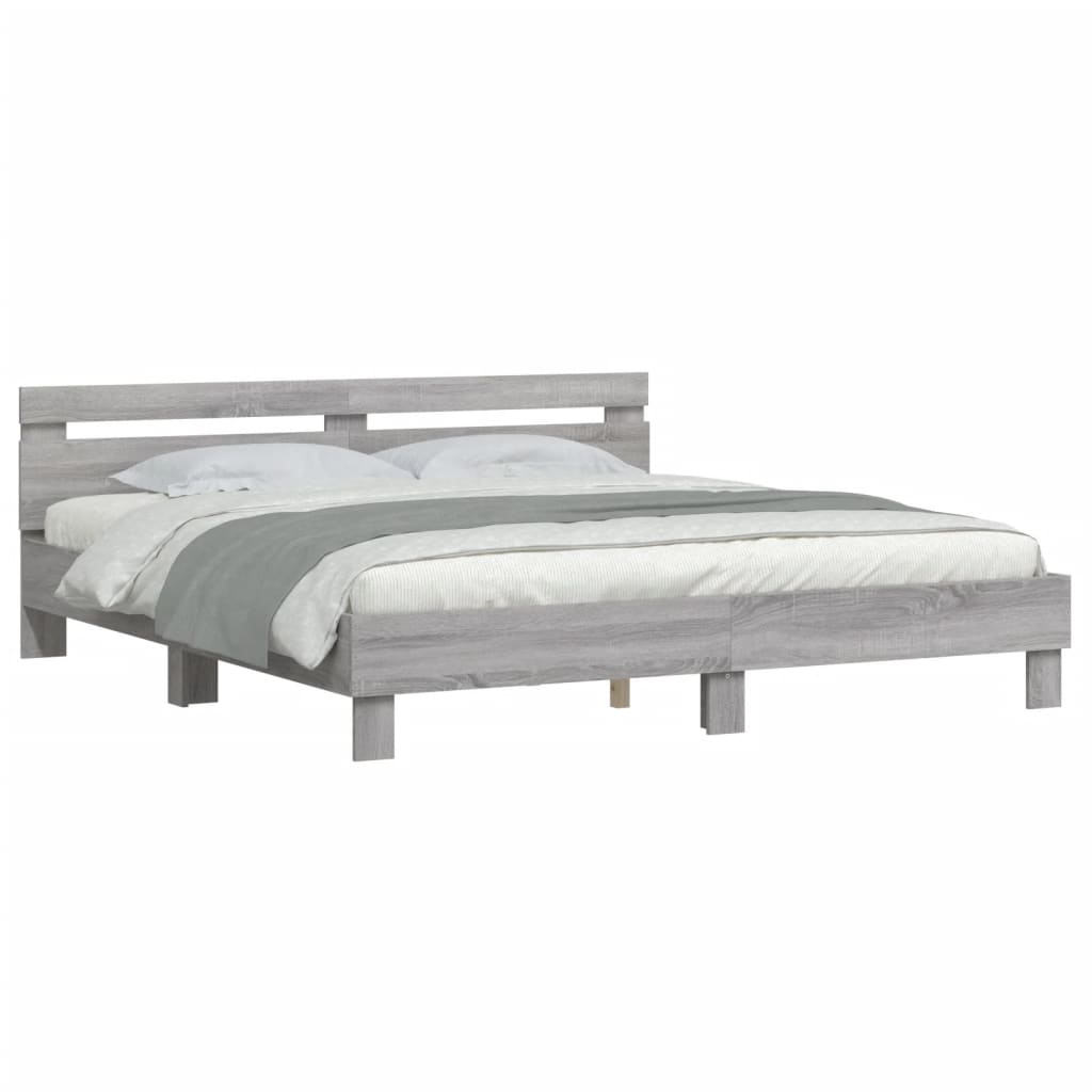 Bed Frame | Grey Sonoma | Engineered wood, Plywood slats | King