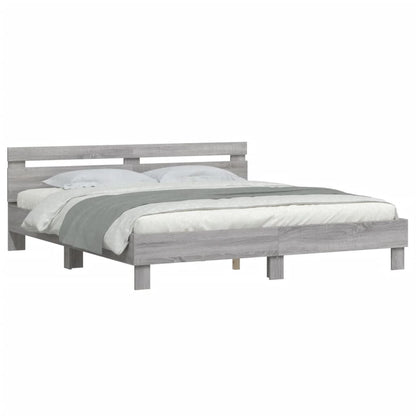 Bed Frame | Grey Sonoma | Engineered wood, Plywood slats | King