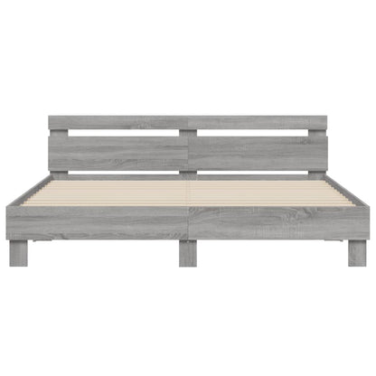 Bed Frame | Grey Sonoma | Engineered wood, Plywood slats | King