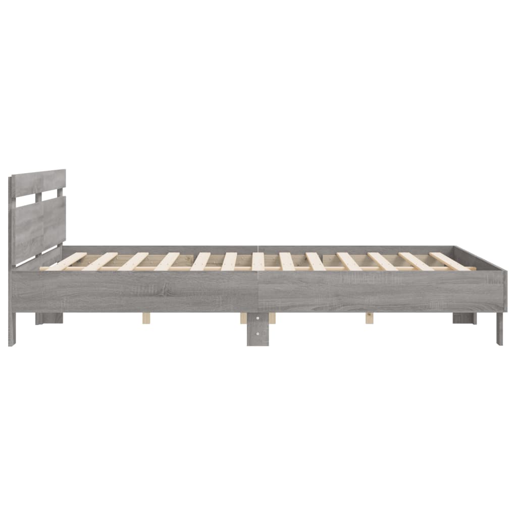 Bed Frame | Grey Sonoma | Engineered wood, Plywood slats | King