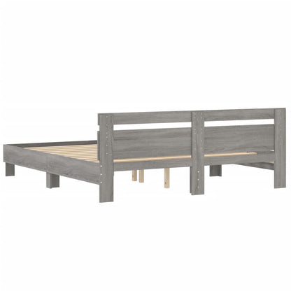 Bed Frame | Grey Sonoma | Engineered wood, Plywood slats | King