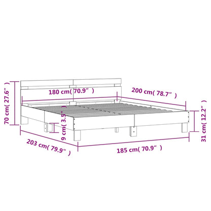 Bed Frame | Grey Sonoma | Engineered wood, Plywood slats | King
