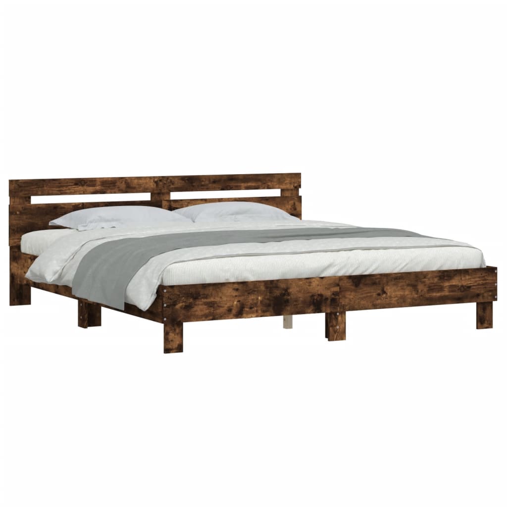 Bed Frame without Mattress Smoked Oak 160x200 cm
