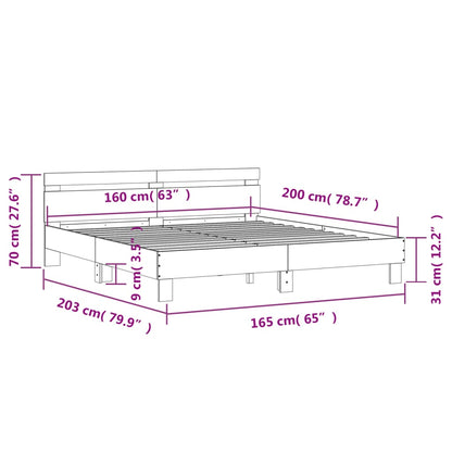 Bed Frame without Mattress Smoked Oak 160x200 cm