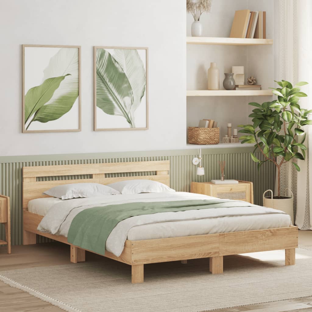 Bed Frame | Sonoma Oak | Engineered Wood | King Size | Modern | Bed Frame