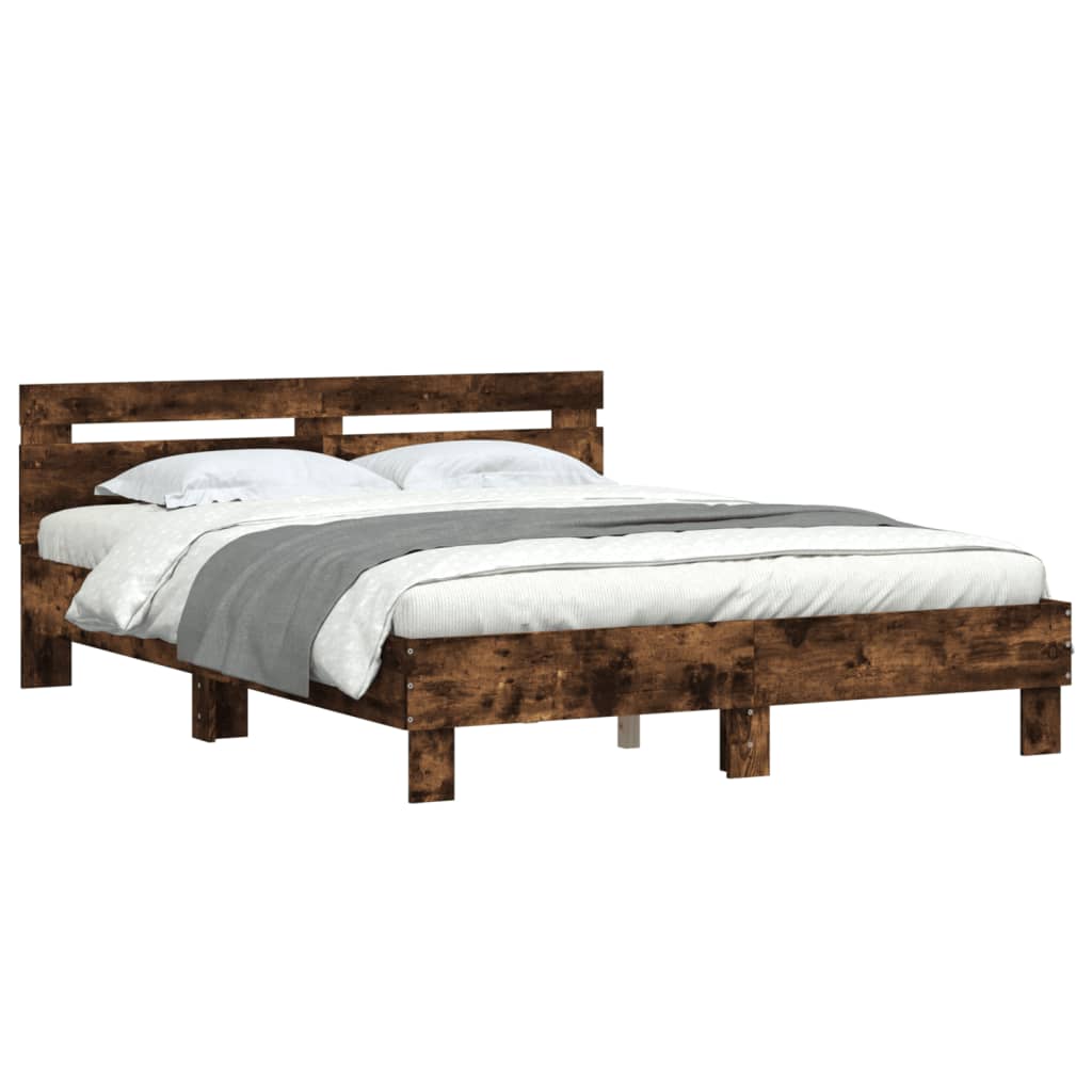 Bed Frame | Smoked oak | Engineered wood, Plywood | King | Modern