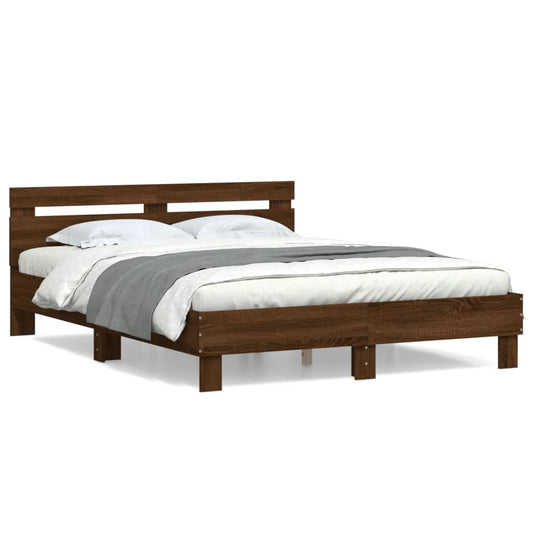 Bed Frame | Brown Oak | Engineered wood, Plywood | King | Modern