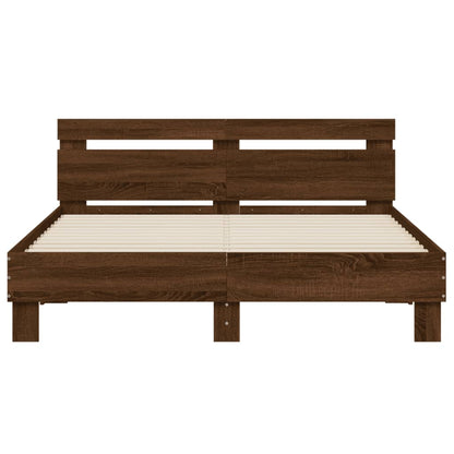 Bed Frame without Mattress Brown Oak 150x200 cm King Size