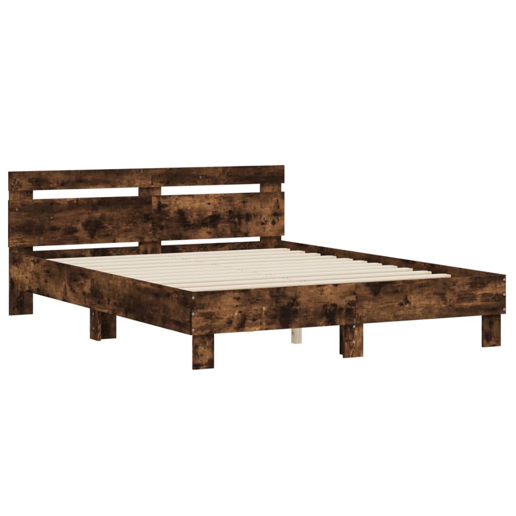 Bed Frame | Smoked Oak | Engineered wood | Double | Modern | Bed Frame